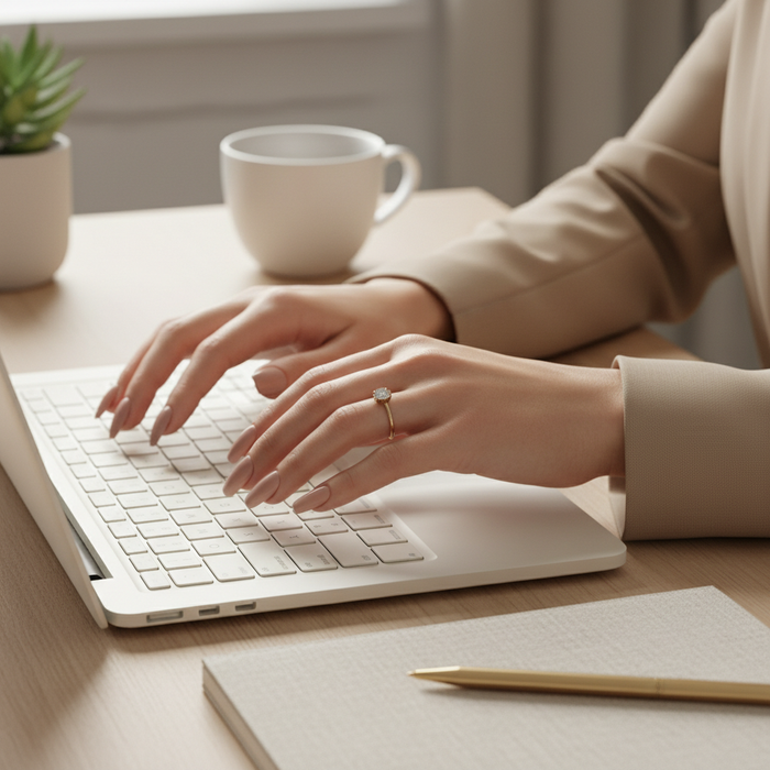 Press-on coffin matte — au bureau, esthetique clean girl